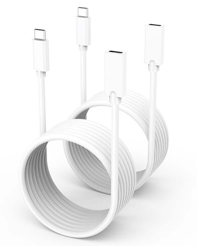 كابل تمديد USB C بطول 10 أقدام، عبوتان، كابل موسع USBC 15 وات/3 أمبير شحن سريع و480 ميجابت في الثانية، سلك USB-C ذكر إلى أنثى لـ Mag-Safe، Apple Watch، iPhone 16/15 PM، HomePod، GalaxyS25، iPad Pro (أبيض 10 قدم) in Saudi Arabia