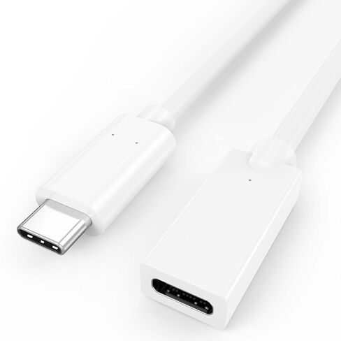 كابل تمديد USB C بطول 10 أقدام، عبوتان، كابل موسع USBC 15 وات/3 أمبير شحن سريع و480 ميجابت في الثانية، سلك USB-C ذكر إلى أنثى لـ Mag-Safe، Apple Watch، iPhone 16/15 PM، HomePod، GalaxyS25، iPad Pro (أبيض 10 قدم) in Kuwait
