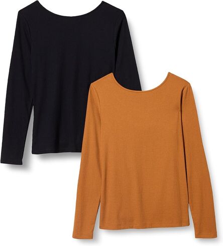 Amazon Essentials Womens Scoop Back Long Sleeve Slim-Fit Rib-Knit T-Shirt in Saudi Arabia
