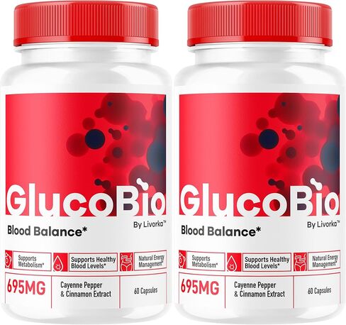(2 Pack) GlucoBio Capsules - Official Gluco Bio Support Pills, Advanced Formula for Overall Balance, GlucoBio Pills, GlucoBio Supplement, Glucovio Reviews, 60 Capsules for 2 Months in Saudi Arabia