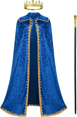 زي كينج للرجال والنساء، زي الملكة، صولجان تاج معدني للكبار، رداء رأس كينج للبالغين in Kuwait