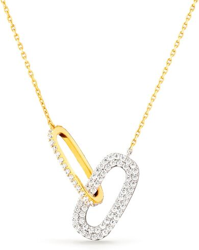 STORYJEWELLERY قلادة معدنية مختلطة، قلادة بلونين للنساء، قلادات متشابكة، مجوهرات مطلية بالفضة والذهب in Saudi Arabia