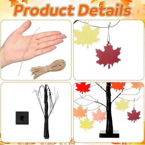24" Thanksgiving Gratitude Tree with Leaves Kit Seasonal Holiday Decoration with Writing Pen Hemp Rope DIY Fall Decorations Craft Kit for Autumn Home Desktop Thanksgiving Decor(Classic) in Saudi Arabia