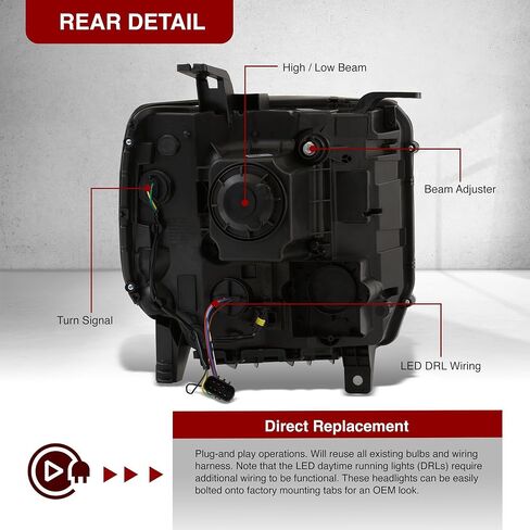 AJP الموزعين OE نمط LED DRL الهالوجين العارض المصابيح الأمامية إشارة مصابيح الإسكان الجمعية أضواء زوج اليسار اليمين متوافق/استبدال لسييرا 1500 2500HD 3500HD 2014 2015 2016 2017 2018 2019 in Kuwait