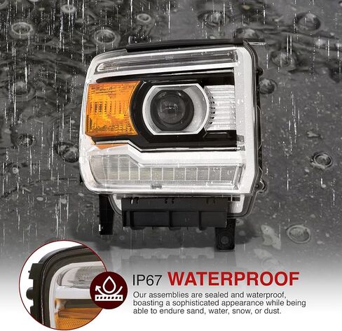 AJP الموزعين OE نمط LED DRL الهالوجين العارض المصابيح الأمامية إشارة مصابيح الإسكان الجمعية أضواء زوج اليسار اليمين متوافق/استبدال لسييرا 1500 2500HD 3500HD 2014 2015 2016 2017 2018 2019 in Kuwait