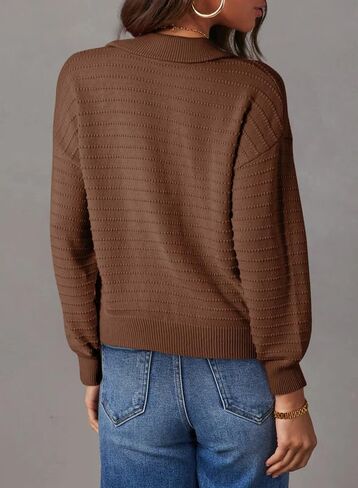 Dokotoo Womens Quarter Zip Pullover Turtleneck Sweater Long Sleeve Fall Outfits Ribbed Knit Winter Sweaters in Saudi Arabia