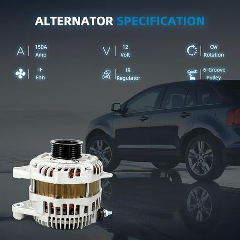 مولد كهربائي عالي الإخراج 11537N 95A متوافق مع Honda Civic 2012-2022,6 بكرة أخدود في اتجاه عقارب الساعة، استبدال OE 31100-R1A-A01 in Saudi Arabia