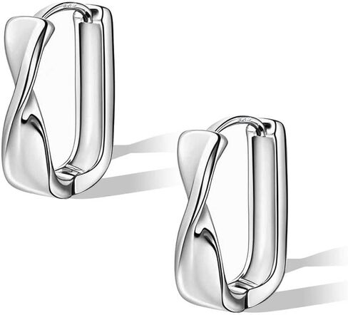 Small Chunky Silver Twisted Hoop Earrings Hypoallergenic Geometric Silver Hoop Huggie Earrings for Women Trendy Lightweight Minimalist Thick Hoops for Jewelry Gifts in Saudi Arabia