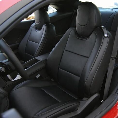 Iggee 2010-2015 Chevy Camaro أسود/أحمر جلد صناعي مخصص مناسب لغطاء المقعد الأمامي in Kuwait