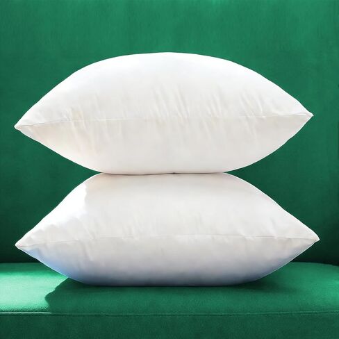Extra Thick and Full Set of 2 Ultra Plump Cotton Fabric Throw Pillow Inserts, Filler for Decorative Cushion Cover, 18 X 18 Inches, There are Multiple Sizes to Choose from in Saudi Arabia