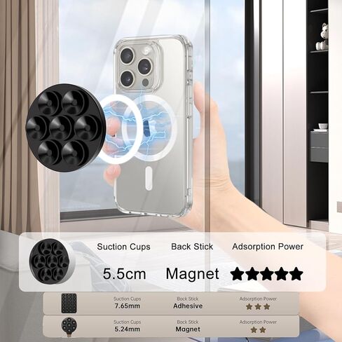Magnetic Suction Cup Phone Mount for MagSafe Case, Silicone Octo Cup Buddy Sticky Grip Holder for iPhone, Removable Hands-Free Mirror Shower Phone in Saudi Arabia