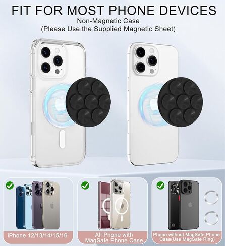 Magnetic Suction Cup Phone Mount for MagSafe Case, Silicone Octo Cup Buddy Sticky Grip Holder for iPhone, Removable Hands-Free Mirror Shower Phone in Saudi Arabia