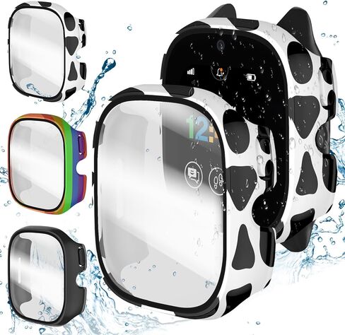 علبة Suoman مكونة من 3 قطع لساعة Verizon Gizmo Watch 3، [متينة للسقوط] غطاء واقٍ من الزجاج المقسى بتغطية كاملة - أسود + أزرق + شفاف in Kuwait