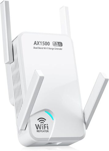 2026 AX1500 معزز إشارة موسع WiFi للمنزل، موسع نطاق WiFi 6، معزز موسع الإنترنت، حتى 15000 قدم مربع. قدم، 64 جهاز، مكرر لاسلكي طويل المدى، يوسع تغطية الإنترنت للمنزل in Kuwait