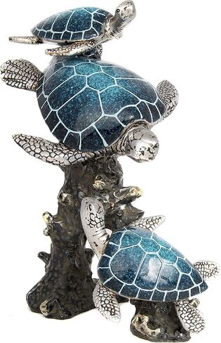 Dolphins and Sea Turtle Swimming on Coral Reef – Ocean Figurine Coastal Tabletop Decor | Sea Life Sculpture Beach House Nautical Room Accents (10.75 x 9.5 in) by Corner Merchant in Saudi Arabia