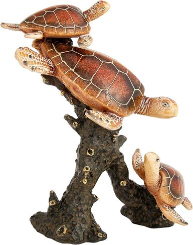 Dolphins and Sea Turtle Swimming on Coral Reef – Ocean Figurine Coastal Tabletop Decor | Sea Life Sculpture Beach House Nautical Room Accents (10.75 x 9.5 in) by Corner Merchant in Saudi Arabia