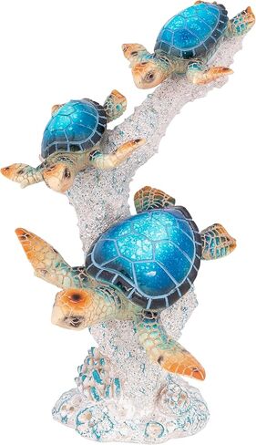 Dolphins and Sea Turtle Swimming on Coral Reef – Ocean Figurine Coastal Tabletop Decor | Sea Life Sculpture Beach House Nautical Room Accents (10.75 x 9.5 in) by Corner Merchant in Saudi Arabia