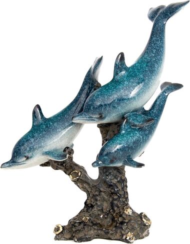 Dolphins and Sea Turtle Swimming on Coral Reef – Ocean Figurine Coastal Tabletop Decor | Sea Life Sculpture Beach House Nautical Room Accents (10.75 x 9.5 in) by Corner Merchant in Saudi Arabia