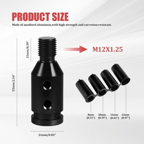 محول مقبض تروس عالمي M10x1.25 أسود لمقبض رافعة ناقل الحركة للسيارة، مع 4 موصلات (8 مم، 10 مم، 1 ملم، 12 مم)، متوافق مع مقابض النقل غير الملولبة in Kuwait