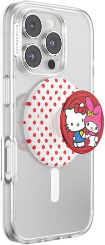 PopSockets Round Phone Grip Compatible with MagSafe, Adapter Ring Included, Phone Holder, Wireless Charging Compatible, Sanrio - Over The Rainbow Hello Kitty in Saudi Arabia