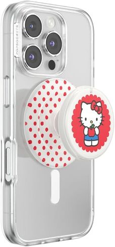 PopSockets Round Phone Grip Compatible with MagSafe, Adapter Ring Included, Phone Holder, Wireless Charging Compatible, Sanrio - Over The Rainbow Hello Kitty in Saudi Arabia