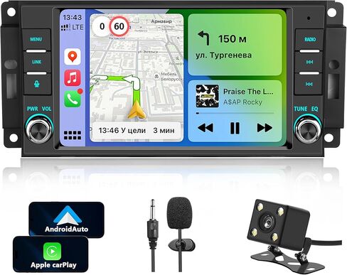 Car Stereo for Jeep Wrangler JK Radio 2007-2018 Chrysler Dodge Ram 1500 with Wireless CarPlay & Android Auto, 7 Inch Touch Screen for Jeep Car Radio with WiFi GPS FM Bluetooth SWC（No Accessories） in Saudi Arabia