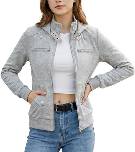 Women’s Y2K Zip Up Hoodie Emo Jacket Grunge Aesthetic Slim Fit Coat 2000s Clothing for Women Vintage Streetwear in Saudi Arabia
