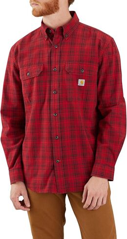 Carhartt Mens Loose Fit Midweight Chambray Long-Sleeve Plaid Shirt in Saudi Arabia