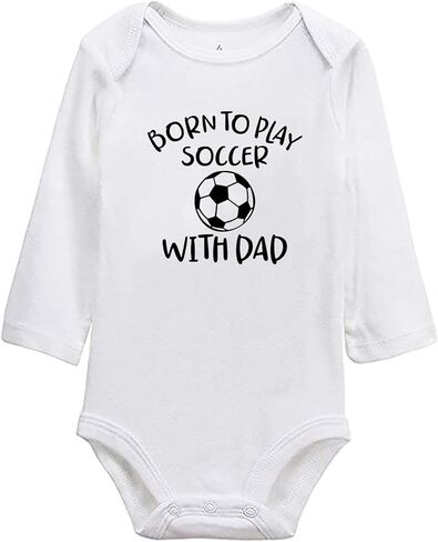 Daddy Soccer Baby Bodysuit I Love My Daddy Baby Bodysuits Soccer Clothes Dad Babies Romper Unisex in Kuwait