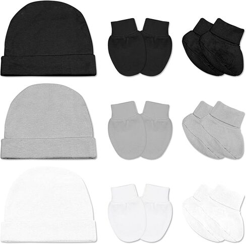 Baby Hats And Mittens Set Newborn Beanie Baby Mittens Newborn Socks No Scratch Cotton Infant Gloves Caps Socks Set in Saudi Arabia