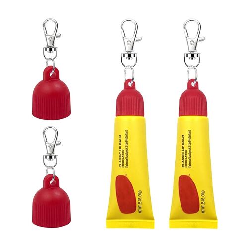 【4-Pack】Lip Balm Cap Holder with Keychain, Portable Replacement Cover Compatible with Carmex Classic Lip Balm 0.35 oz, Leak-Proof Design, Never Lose Your Lip Gloss Again in Saudi Arabia