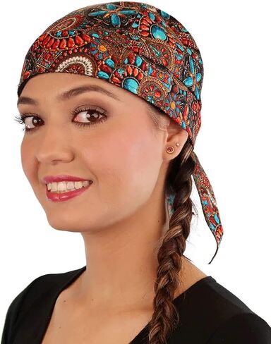 Black Skull Cap with Red Heart and Swirls Rhinestud - American Made Embellished Classic Skull Cap Doo Rag Do Rag Headwrap - Made in USA! in Kuwait