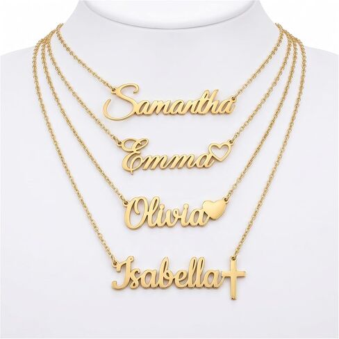 Personalized Name Necklace 18K Gold Plated – Custom 1-6 Names Choker Necklace for Women, Handmade Family Necklace, Gift for Mom Wife Girls, Christmas Mother’s Day in Saudi Arabia