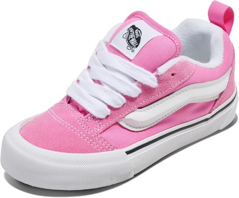 Vans Big Kids' Knu Skool Shoe | '90s Retro Puffy Low-Top Fashion Sneakers for Boys & Girls, Black/True White, 3.5 in Saudi Arabia