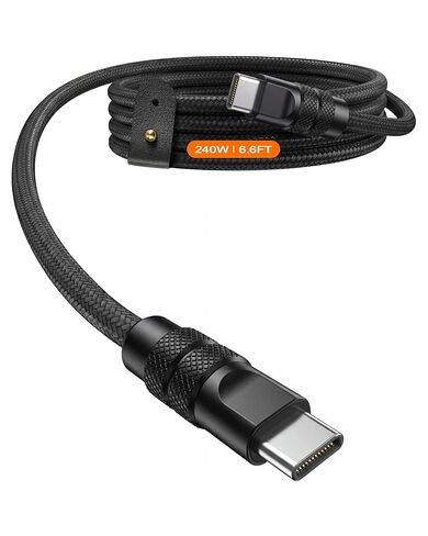 كابل Chubbycable Lite USB C إلى USB C بقدرة 240 وات شاحن فائق السرعة من النوع C بطول 10 أقدام من النايلون المضفر لشحن كابل نقل بيانات متين لسلسلة iPhone 17-15/MacBook Pro/Air/iPad، أسود in Saudi Arabia