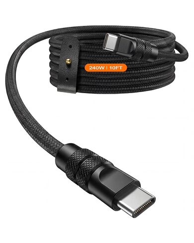 chubbycable Lite USB C to USB C Cable 240W Super Fast Charger Type C 10FT Cord Braided Nylon Charging Durable Data Transfer Cable for iPhone 17-15 Series/MacBook Pro/Air/iPad, Black in Saudi Arabia