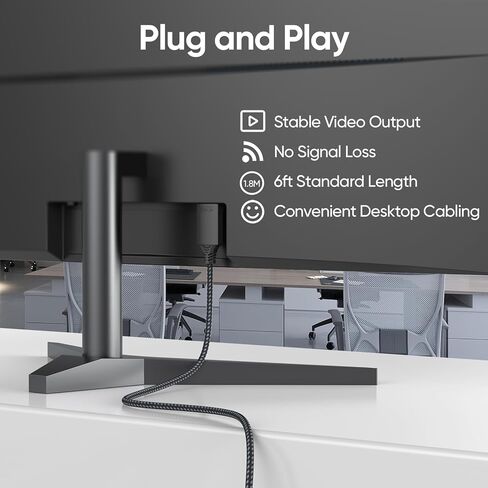 منفذ العرض إلى كابل HDMI بطول 6 أقدام، منفذ DispalyPort DP إلى HDMI 1080P@60 هرتز [أحادي الاتجاه] سلك مضفر ذكر إلى ذكر لشاشة عرض HDTV in Saudi Arabia