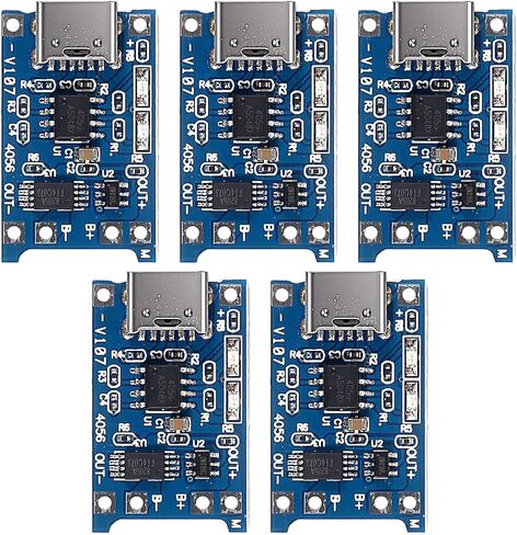 5 قطع TP4056 Type-C USB 5V 1A لوحة وحدة شاحن بطارية الليثيوم مع وظائف حماية مزدوجة لبطاريات 18650 DIY إلكترونيات شحن سريع وآمن وموثوق in Kuwait