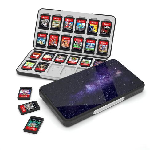 NANANINO Game Card Case for Switch/OLED/Switch 2, Pink Snow Mountain Pattern, 24 Game Card Slots, 24 Micro SD Card Slots, Portable Cartridge Holder in Saudi Arabia