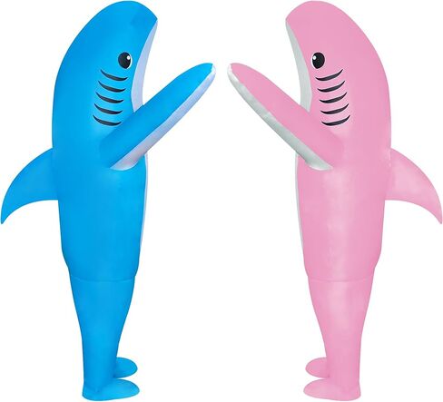 2 Packs Inflatable Shark Costume Air Blow up Shark Jumpsuit Fancy Dress Suit for Adult/Halloween/Birthday Gift/Cosplay Party in Saudi Arabia