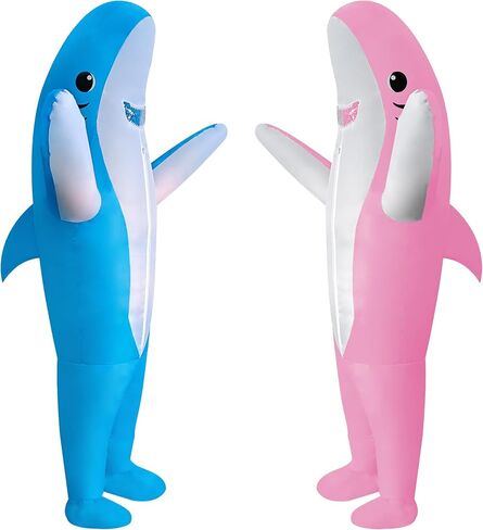 2 Packs Inflatable Shark Costume Air Blow up Shark Jumpsuit Fancy Dress Suit for Adult/Halloween/Birthday Gift/Cosplay Party in Saudi Arabia