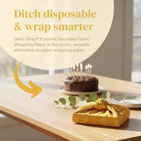 ورق تغليف من نسيج القطن العضوي القابل لإعادة الاستخدام من Bee's Wrap، مصنوع في الولايات المتحدة الأمريكية، غلاف هدايا Furoshiki صديق للبيئة، مجموعة من 4 أغلفة من القماش، Winter Wonderland in Saudi Arabia