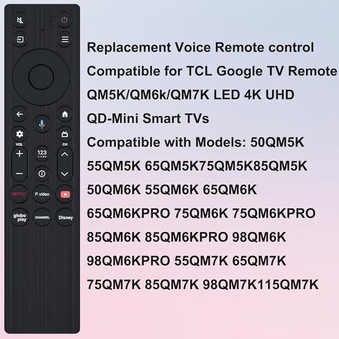 جهاز تحكم عن بعد صوتي جديد لجهاز التحكم عن بعد للتلفزيون TCL، متوافق مع تلفزيونات TCL QM5K/QM6k/QM7K LED UHD QD-Mini 4K Google الذكية in Kuwait