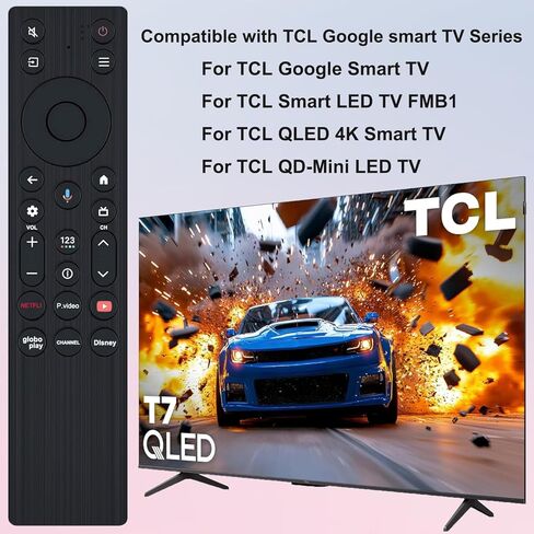 جهاز تحكم عن بعد صوتي جديد لجهاز التحكم عن بعد للتلفزيون TCL، متوافق مع تلفزيونات TCL QM5K/QM6k/QM7K LED UHD QD-Mini 4K Google الذكية in Kuwait