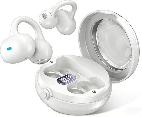 Open Ear Headphones, Bluetooth 5.4 Clip On Headphones, 40H Playtime Wireless Stereo Earbuds with LED Digital Display, Lightweight Stylish Open Earphones for Daily Use, Commuting and Travel Relax in Saudi Arabia