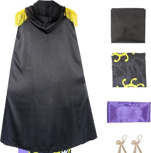 Women Anime Black Long Kimonos Dress Cosplay Costumes Robe Cloak Cape Cheongsam Halloween Outfits with Earrings in Saudi Arabia