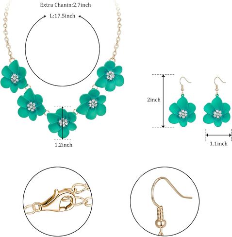 Summer Flower Necklace Earring for Women, Charm Gorgeous Crystal Dancing Party Bridal Elegant for Daily Brides Necklaces Earrings Jewelry Set in Saudi Arabia