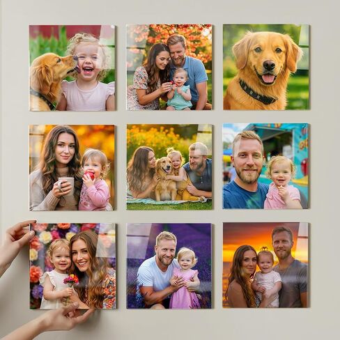 إطار صور زجاجي ثلاثي الأبعاد من ArtPix - تقشير وعصا مغناطيسية، لا يسبب ضررًا للجدار - سهل التركيب والإزالة - هدية مخصصة - بلاط مزيج فني جداري للصور المخصصة، هدية طباعة الصور in Kuwait