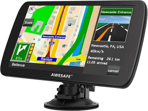 AWESAFE 9" GPS Navigator for Car Truck RV,Car GPS Navigation System with Lifetime Maps Update,Vehicle GPS with Speed and Red Light Warning in Kuwait