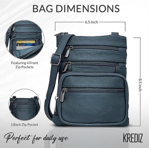 محفظة كروس جلدية للنساء من كريديز - حقيبة سفر مزودة بـ 4 سحابات، محفظة ناعمة ومتينة للنساء عصرية in Kuwait